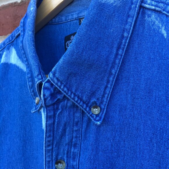 Sports Gallery Sleeveless Denim Shirt Mens XL Button-Down Bleached Grunge Biker - Picture 4 of 8